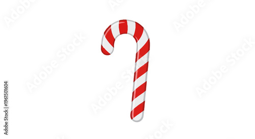 Red and white striped Christmas candy cane vector illustration isolated on a white background. Holiday peppermint sweet snack symbol for seasonal winter celebrations and decoration.