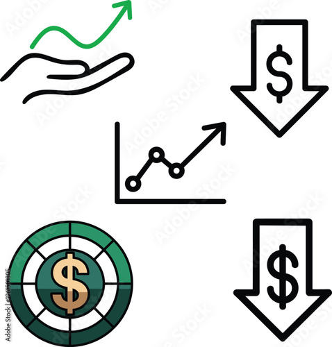 Financial growth and investment icons