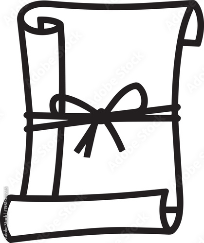 A rolled up piece of paper with a ribbon tied around it