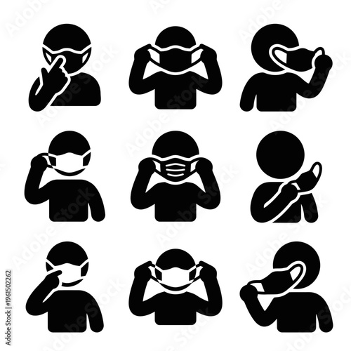Collection of People Wearing Masks Demonstrating Safety Measures.