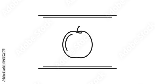 Minimalist outline drawing of a fresh apple fruit on a clean white background for design needs