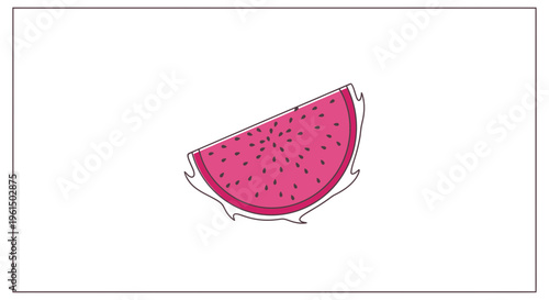 Vibrant pink dragon fruit slice illustration, healthy exotic tropical fruit, refreshing summer