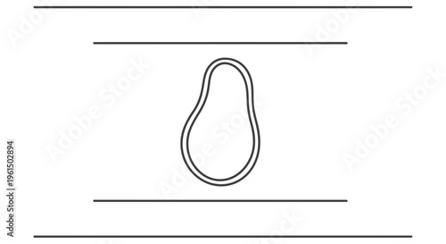 Abstract minimalist line illustration of a single drop shape centered between two horizontal lines