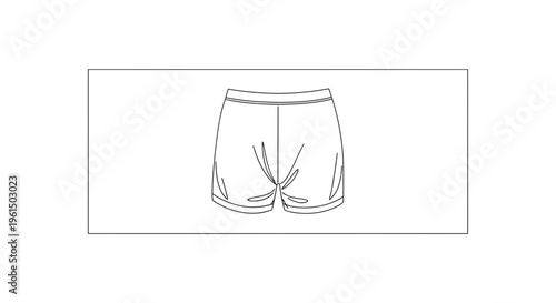Technical fashion illustration of athletic shorts for design mockups and sportswear concepts
