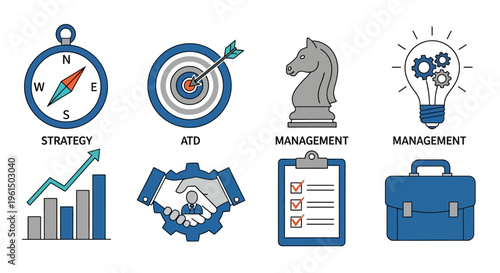 Business Management Strategy Planning Icons.