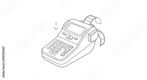 Portable handheld label printer device line art illustration for organization and marking tasks
