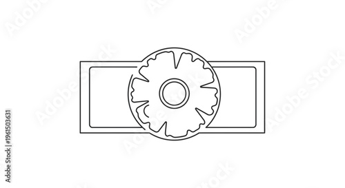 Elegant single line drawing of an abstract circular motif gracefully positioned within a sleek