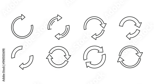 Collection of circular arrow icons for directional indication