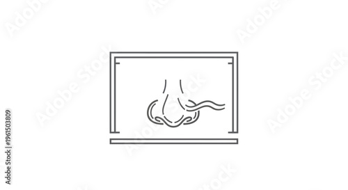 Minimalist line icon representing the human sense of smell and breathing within a sleek frame
