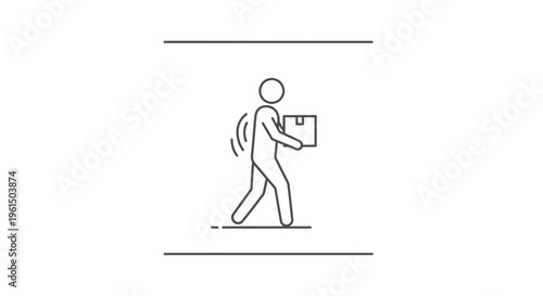 Efficient delivery service worker icon swiftly transporting a package, symbolizing quick logistics