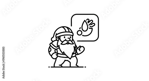 Vigorous dwarf character promoting personal hygiene with a clean hands icon concept art