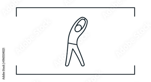Minimalist line art icon depicting a person performing a gentle side bend exercise stretch