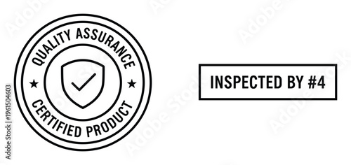 Quality assurance certified product inspected by number 4 stamp vector illustration on transparent background