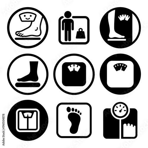Collection of Footwear and Shoe Icon Symbols for Design and User Interface.