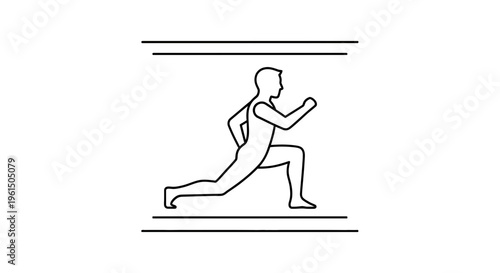 Dynamic Lunge Exercise Outline Illustration for Fitness and Active Lifestyle Graphics