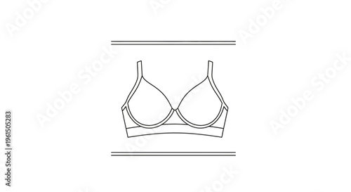 Elegant monochrome line illustration of a women's bra, showcasing minimalist intimate apparel design