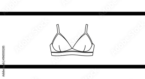 Minimalist line art illustration of a women's comfortable bralette design for fashion and lingerie