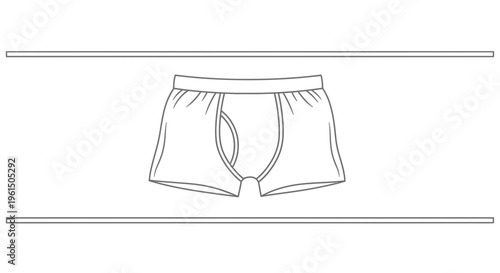 Simple line art illustration of men's classic brief style underwear design perfect for apparel