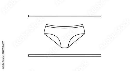 Minimalist black and white vector outline illustration of female intimate apparel underwear design