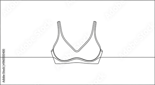 Elegant continuous line art illustration of a women's intimate undergarment in monochrome style