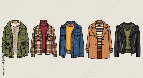 Variety of colorful jackets on display.