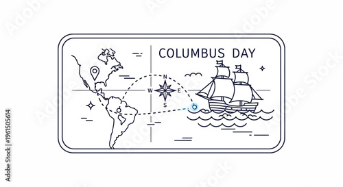 Illustrating historic transatlantic voyages and exploration with a minimalist map and caravel design