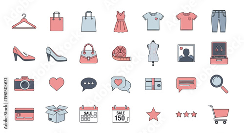 Shopping icons for online retail.