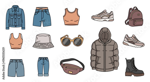 Clothing and accessories for outdoor activities.