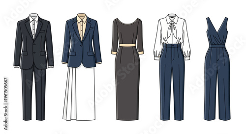 Fashionable business formal clothing for women men.