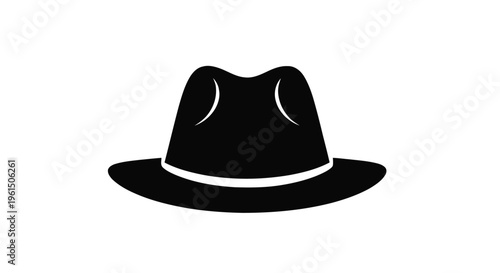 Vector illustration of black fedora hat icon