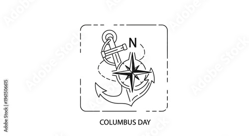 Abstract outline drawing depicting maritime exploration symbols for historical observance