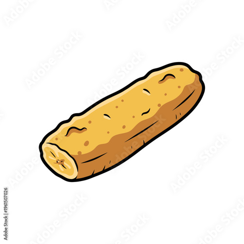 Golden Fried Banana or Plantain Dessert Snack Vector