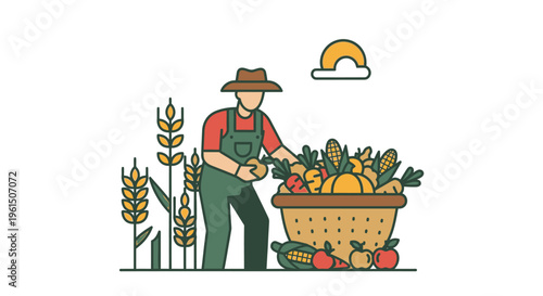 Man holding basket of fresh vegetables.