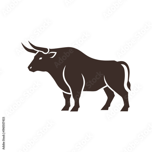 Powerful Bull Silhouette Vector Logo Design