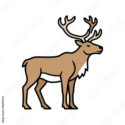 Cute Cartoon Reindeer Vector Icon Illustration