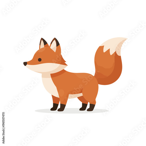 Cute Cartoon Fox Standing Illustration Flat Design Vector