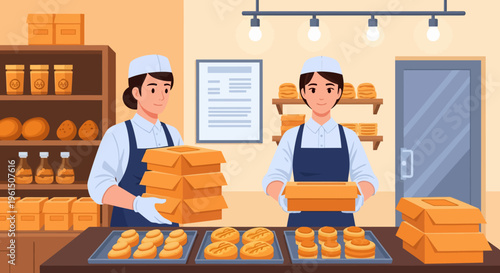 Bakers Working in Bakery.