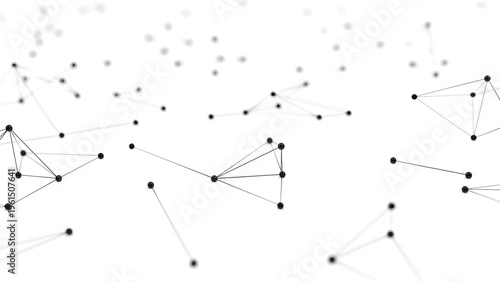Abstract network of connected nodes on a clean white background, representing data and connection