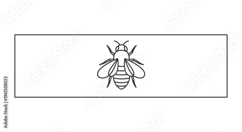 Minimalist Black Line Art Illustration of a Flying Honey Bee Icon on a Plain White Background