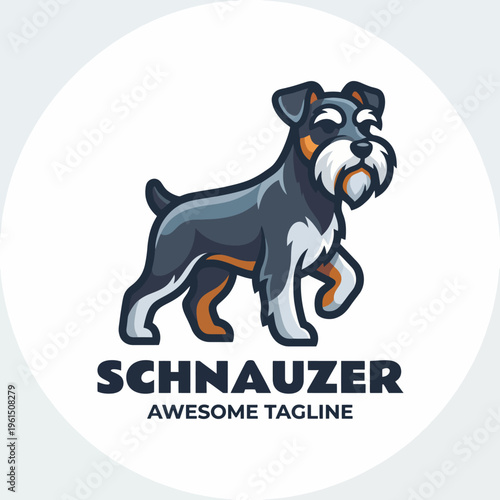 This striking schnauzer illustration combines artistic detail with a lively personality, showcasing the dog's unique facial features and playful demeanor for dog lovers.