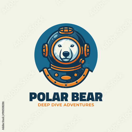 An adorable polar bear in an astronaut diving suit, symbolizing exploration and adventure in the depth of aquatic environments, merging cuteness with marine themes.