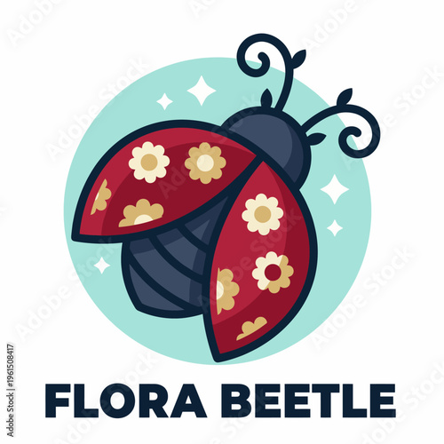 A beautifully designed ladybug adorned with flowers showcases nature's charm and beauty. It's perfect for designs emphasizing the wonders of nature and creativity.