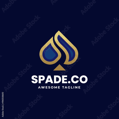This sophisticated logo showcases a stylized spade, representing luck and sophistication, ideal for brands in gaming, finance, or luxury sectors.