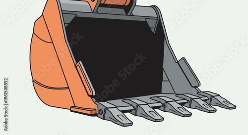 Close up of excavator bucket teeth.