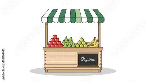 Organic Fruit Stand with Fresh Produce.
