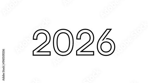 Year 2026 Number Typography Design Element.