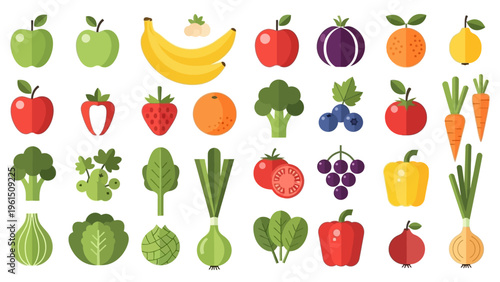 Colorful Assortment of Fresh Fruits and Vegetables.