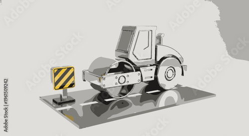 Metal toy road roller machine model.