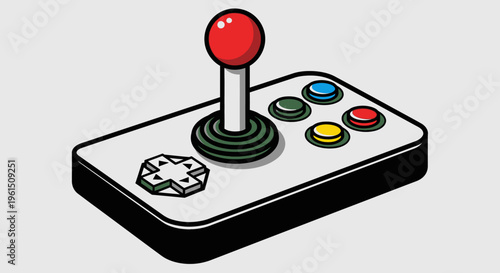 Retro arcade joystick game controller panel.