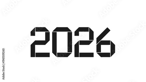 2026 New Year Date Typography Design.
